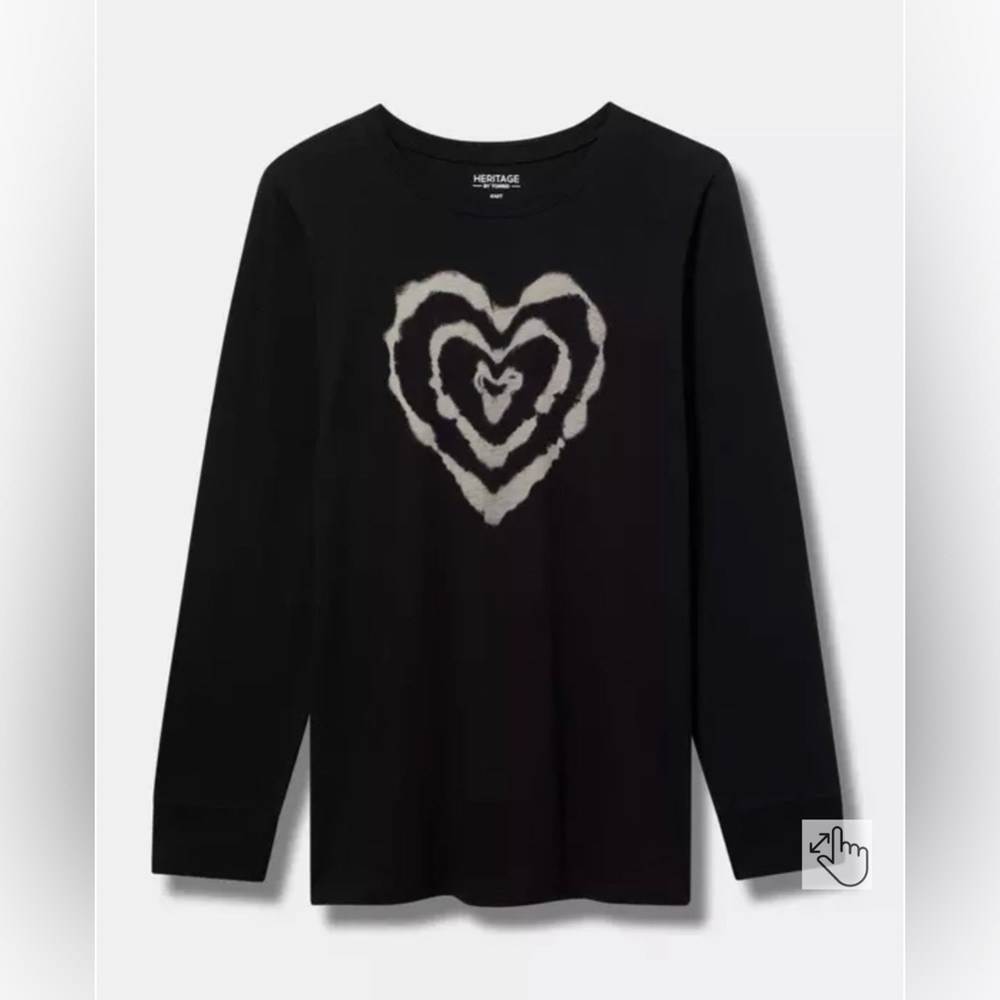 NWOT Torrid Heart Long Sleeve Tee size 2